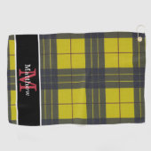 Serviette De Golf Motif de Buffalo Jaune Plaid Monogramme initial (Horizontal)
