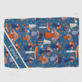 Serviette De Golf Motif de champignon Boho moderne Girl Golfer (Horizontal)