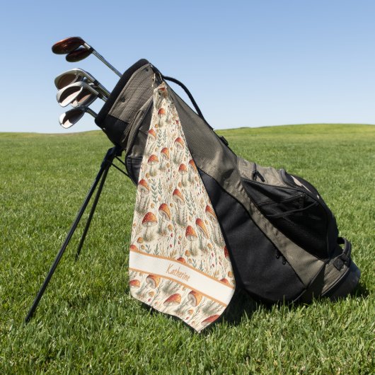Serviette De Golf Motif de champignons boho forestier (Vert)