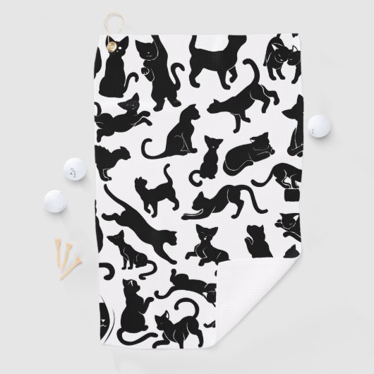 Serviette De Golf Motif de chat noir (En situation)