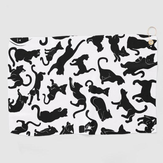 Serviette De Golf Motif de chat noir (Horizontal)