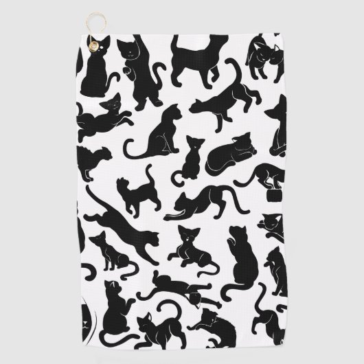 Serviette De Golf Motif de chat noir (Devant)