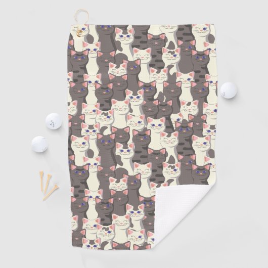 Serviette De Golf Motif de chats blancs et gris (En situation)