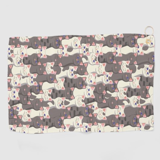 Serviette De Golf Motif de chats blancs et gris (Horizontal)