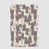 Serviette De Golf Motif de chats blancs et gris (Devant)