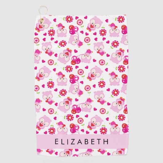 Serviette De Golf Motif De Chouettes, Chouettes Mignonnes, Chouettes (Devant)