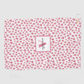 Serviette De Golf Motif de coeur de couleur rose monogramme (Horizontal)