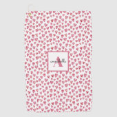 Serviette De Golf Motif de coeur de couleur rose monogramme (Devant)