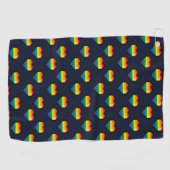 Serviette De Golf Motif de coeur Rainbow 8 Bit (Horizontal)
