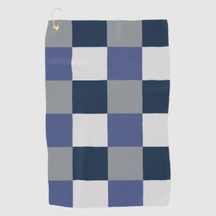 Serviette De Golf Motif de contrôle de tableau blanc gris bleu marin