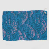 Serviette De Golf Motif De Corail Bleu Et Rose (Horizontal)