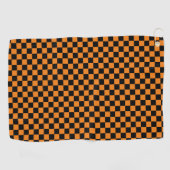 Serviette De Golf Motif de damier À damiers noir et orange (Horizontal)