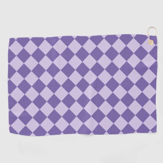 Serviette De Golf Motif de diamants de Checker Violet (Horizontal)