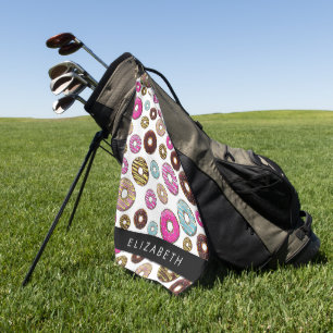 Serviette De Golf Motif De Donuts, De Donuts Colorés, Votre Nom