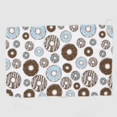 Serviette De Golf Motif De Donuts, Donuts Bleus, Donuts Brown (Horizontal)