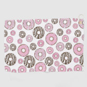 Serviette De Golf Motif De Donuts, Donuts Roses, Donuts Blancs (Horizontal)