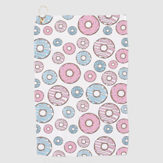Serviette De Golf Motif De Donuts, Donuts Roses, Donuts Bleus (Devant)