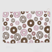 Serviette De Golf Motif De Donuts, Donuts Roses, Donuts Brown (Horizontal)