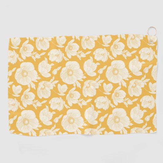 Serviette De Golf Motif de fleur d'or (Horizontal)