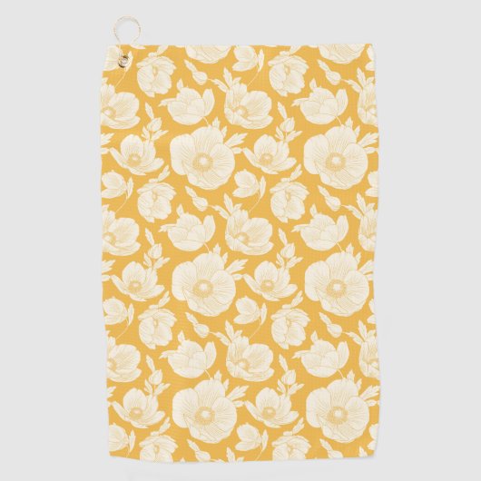 Serviette De Golf Motif de fleur d'or (Devant)