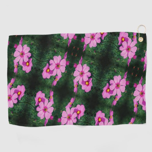 Serviette De Golf Motif de fleurs Cosmos roses (Horizontal)