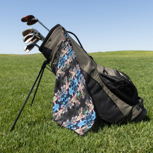 Serviette De Golf Motif de fleurs de printemps personnalisé (Vert)