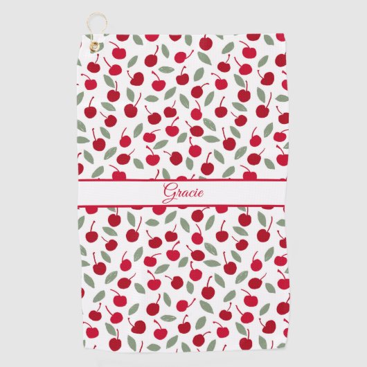 Serviette De Golf Motif de fruits de cerise de Preppy (Devant)