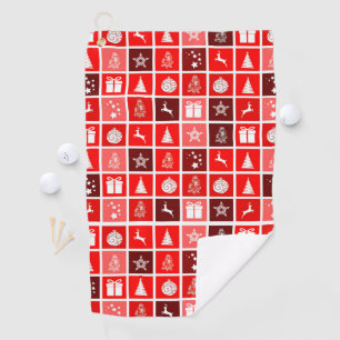 Serviette De Golf Motif de grille de Noël rouge moderne minimaliste