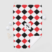Serviette De Golf Motif de Jacquard noir et rouge Monogramme (En situation)