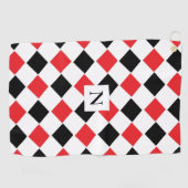 Serviette De Golf Motif de Jacquard noir et rouge Monogramme (Horizontal)