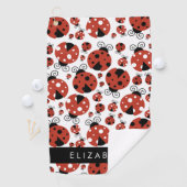 Serviette De Golf Motif De Ladybugs, Red Ladybugs, Votre Nom (En situation)