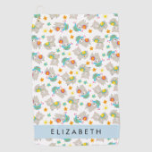 Serviette De Golf Motif De Llamas, Alpacas, Fleurs, Votre Nom (Devant)