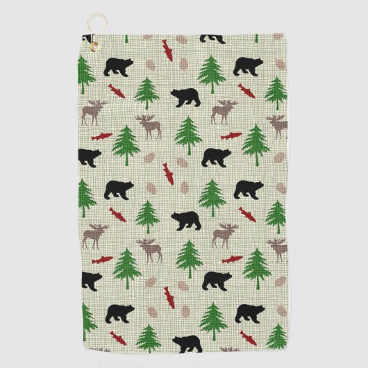 Serviette De Golf Motif de l'orignal et de l'ours (Devant)