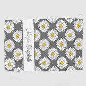 Serviette De Golf Motif de marguerite gris jaune blanc (Horizontal)