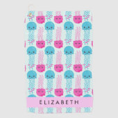 Serviette De Golf Motif de méduses, Mignonne méduse, Mer, Votre nom (Devant)