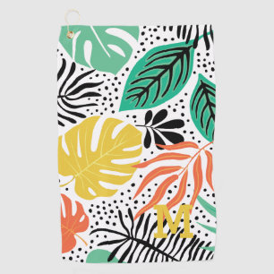 Serviette De Golf Motif de palmiers tropicaux moderne Monogramme