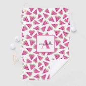 Serviette De Golf Motif de pastèque Monogramme rose (En situation)