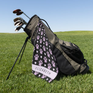 Serviette De Golf Motif De Pâtes, Pâtes Lilac, Coeurs, Votre Nom