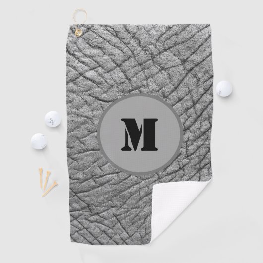 Serviette De Golf Motif de peau gris éléphant monogramme personnalis (En situation)