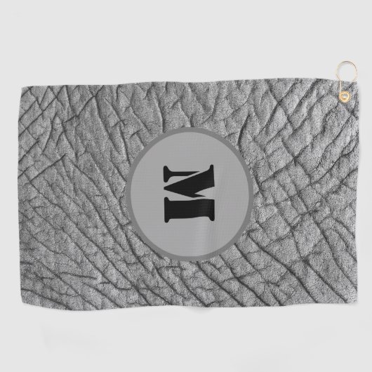 Serviette De Golf Motif de peau gris éléphant monogramme personnalis (Horizontal)