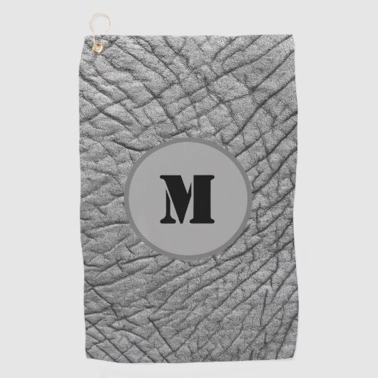 Serviette De Golf Motif de peau gris éléphant monogramme personnalis (Devant)