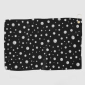 Serviette De Golf Motif de perle sur fond noir (Horizontal)