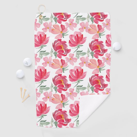 Serviette De Golf Motif de pivoine d'aquarelle (En situation)