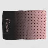 Serviette De Golf Motif de points noir et rose (Horizontal)