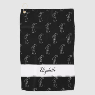 Serviette De Golf Motif de professionnelle de golf pour son nom noir