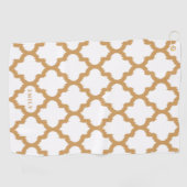 Serviette De Golf Motif de Quatrefoil jaune et blanc moutarde (Horizontal)