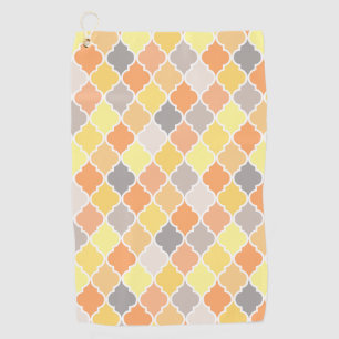 Serviette De Golf Motif de quatrefoil jaune, orange et gris