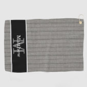 Serviette De Golf Motif de rayures grises Monogramme initial (Horizontal)