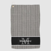 Serviette De Golf Motif de rayures grises Monogramme initial (Devant)