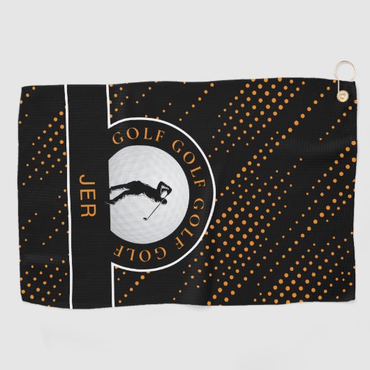 Serviette De Golf Motif de silhouette de Golfeur Homme Personnalisé (Horizontal)